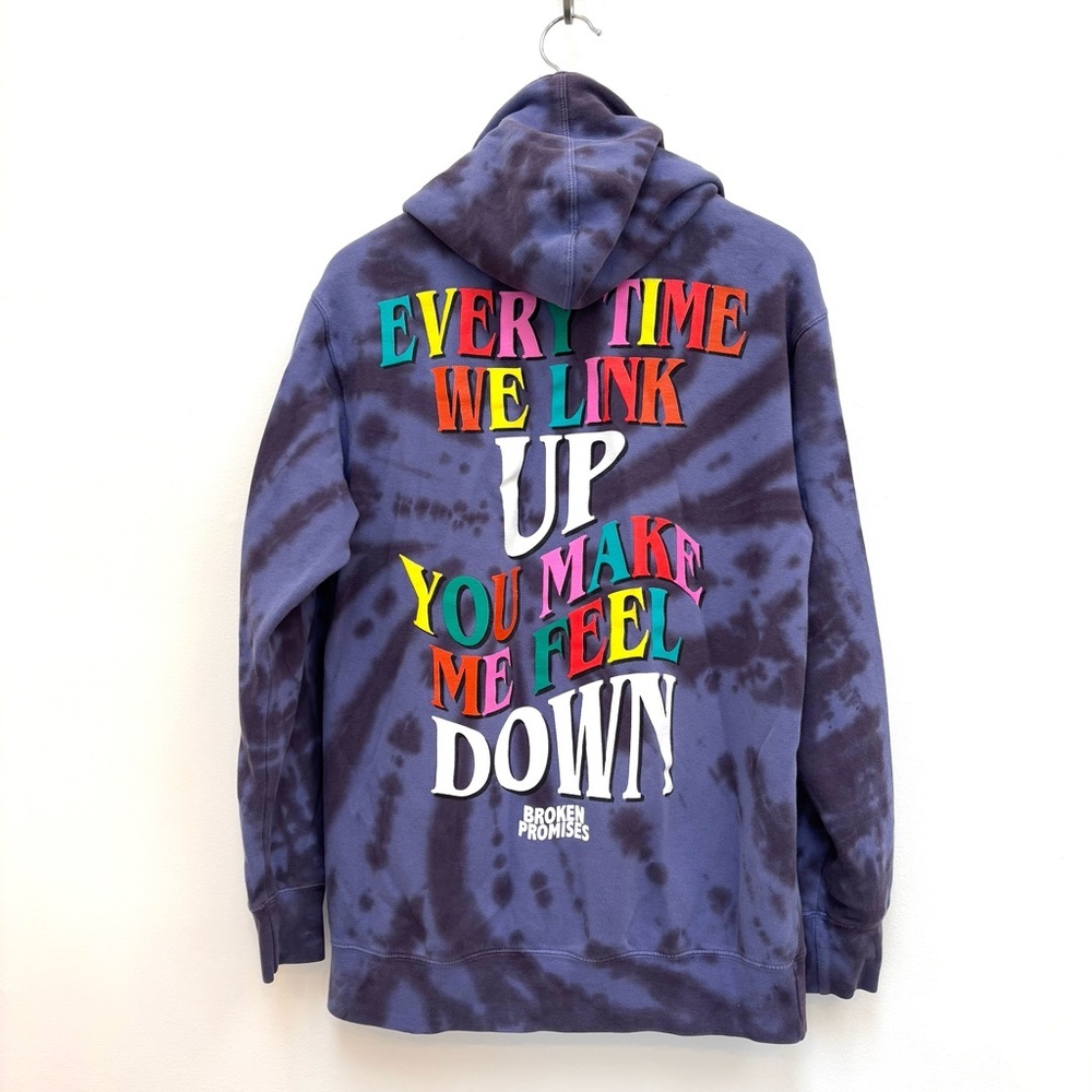 Broken Promises Emotional Roller Coaster Tie Dye Hoodie Blue Unisex Size Medium - Picture 5 of 9